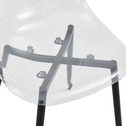 KELESY Modern Minimalist Transparent Dining Chair, Plastic Chair, Armless Crystal Chair, Nordic Creative Makeup Stool, Negotiation Chair, Set of 4 Pieces, Black