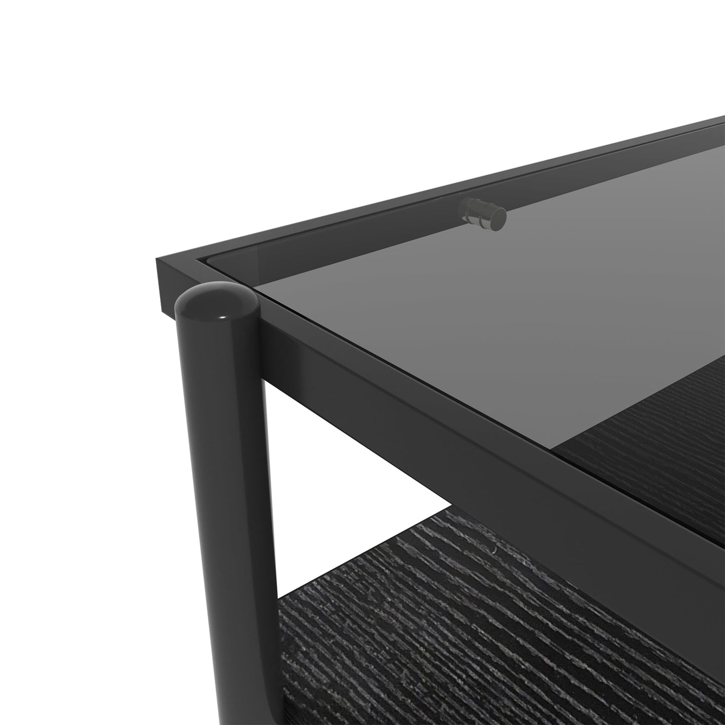 KELESY Modern Rectangle Coffee Table with Gray Tempered Glass Top and Metal Legs - Stylish Living Room Glass Table