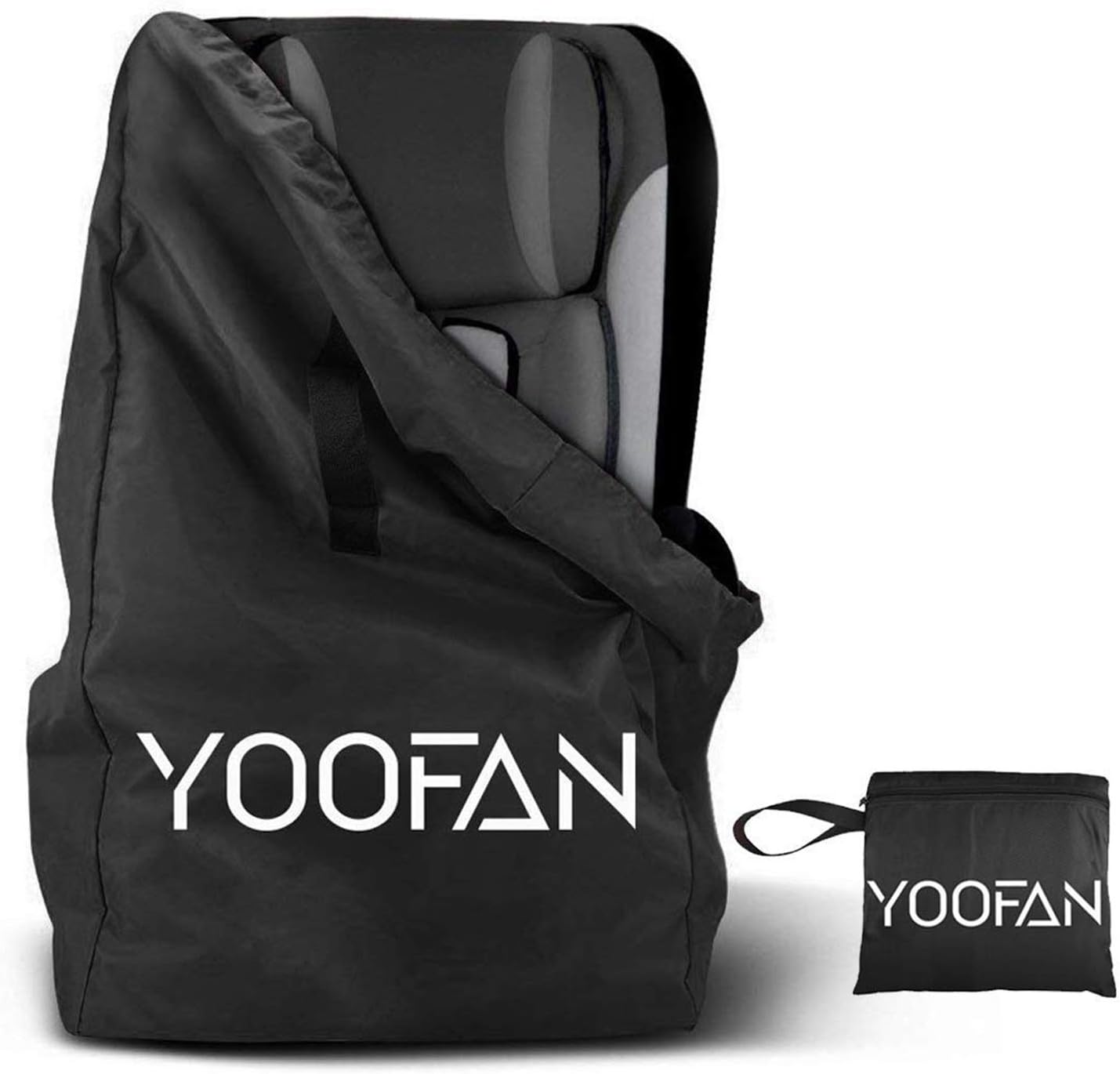 YOOFAN Gate Check Travel Bag with Backpack Shoulder Straps for Strollers, Car Seats, Pushchairs, Boosters, Infant Carriers and Wheelchairs, Water Resistant - Great for Airplane and Storage (Black)