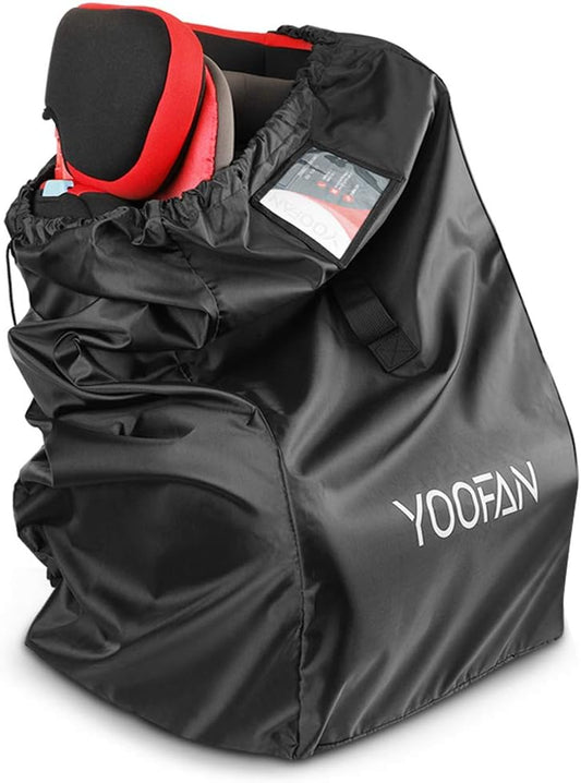 YOOFAN Gate Check Travel Bag with Backpack Shoulder Straps for Strollers, Car Seats, Pushchairs, Boosters, Infant Carriers and Wheelchairs, Water Resistant - Great for Airplane and Storage (Black)