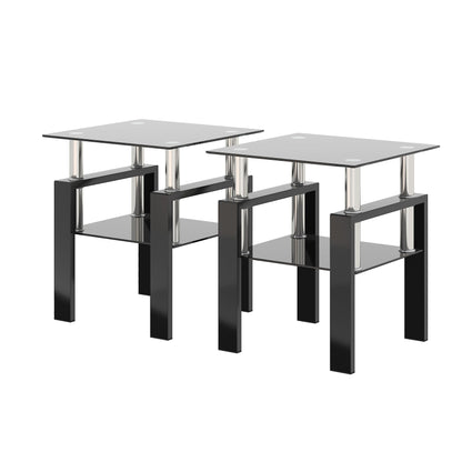 KELESY Modern Tempered Glass Coffee Table – Stylish Square Center Table for Living Room, Elegant Glass Top Design