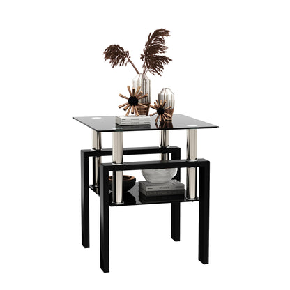 KELESY Modern Tempered Glass Coffee Table – Stylish Square Center Table for Living Room, Elegant Glass Top Design
