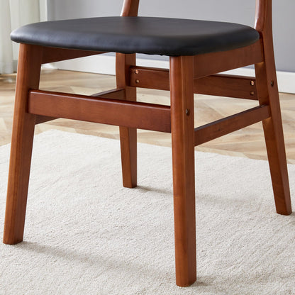 KELESY 2PCS The Stylish and Durable Solid Wood Dining Chair, Small Curved Back, PU Cushion, and Beautiful Shape Match Perfectly with Any Room and Everyday Use