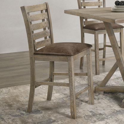 KELESY Set of 2 Dining Counter Height Chairs Modern Farmhouse Rustic Look Distressed Design Ladderback Solid Wood