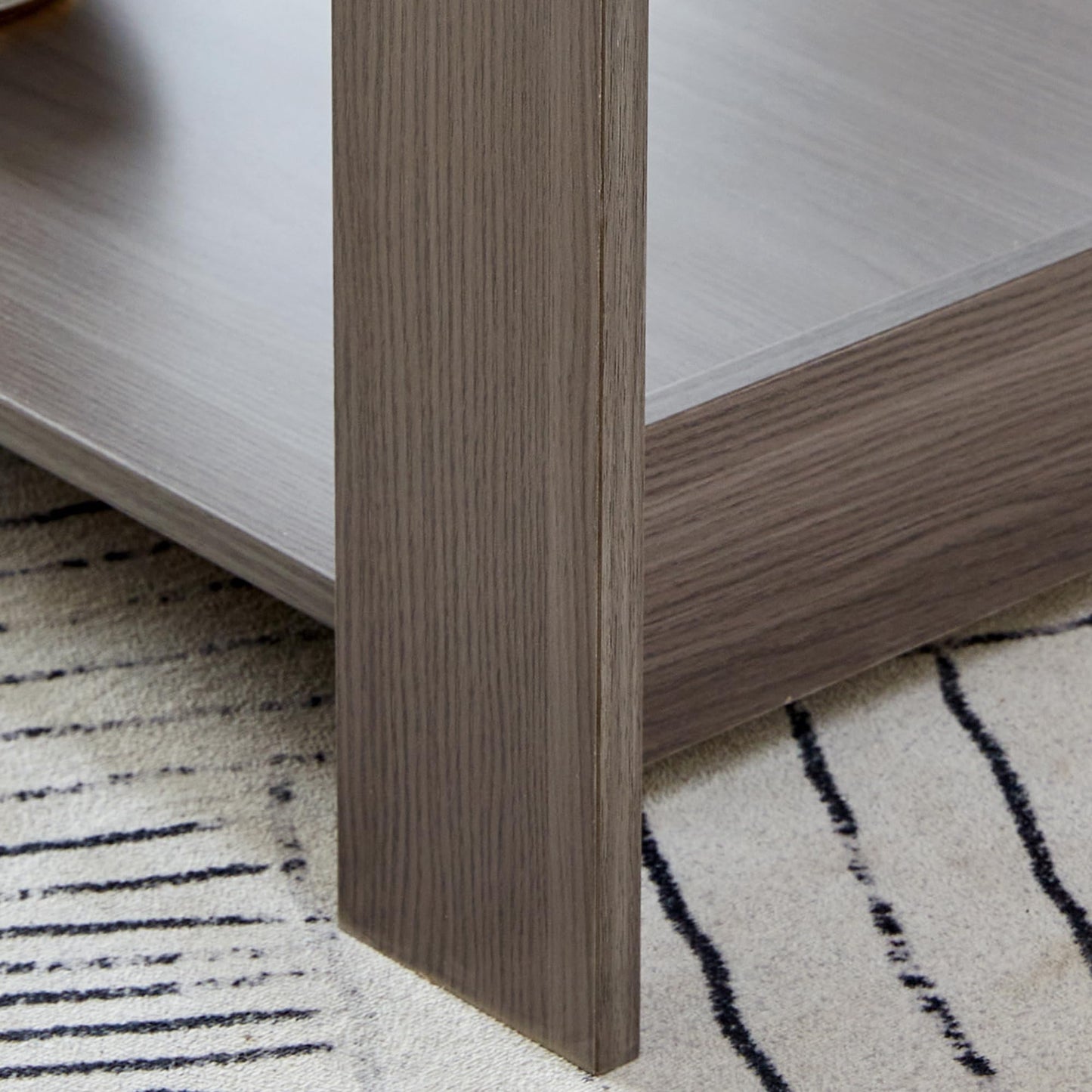 KELESY Modern Minimalist Double-Layer Rectangular Coffee Table | Farmhouse, Rustic & Industrial Styles | Versatile Living Room, Bedroom & Study Table | Durable MDF Design | 19.6"x35.4"x16.5"