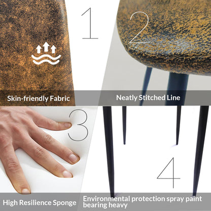 KELESY Dining Chairs Set of 4, Modern Accent Chairs with Soft Glove Suede Fabric Upholstered Seat, Spoon Shape Kitchen Chair with Black Metal Legs Dining Side Chairs for Dining Room Kitchen