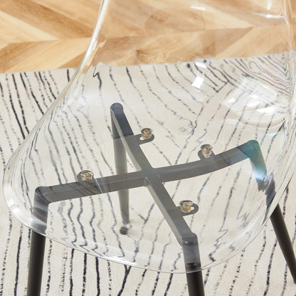 KELESY Modern Minimalist Transparent Dining Chair, Plastic Chair, Armless Crystal Chair, Nordic Creative Makeup Stool, Negotiation Chair, Set of 4 Pieces, Black