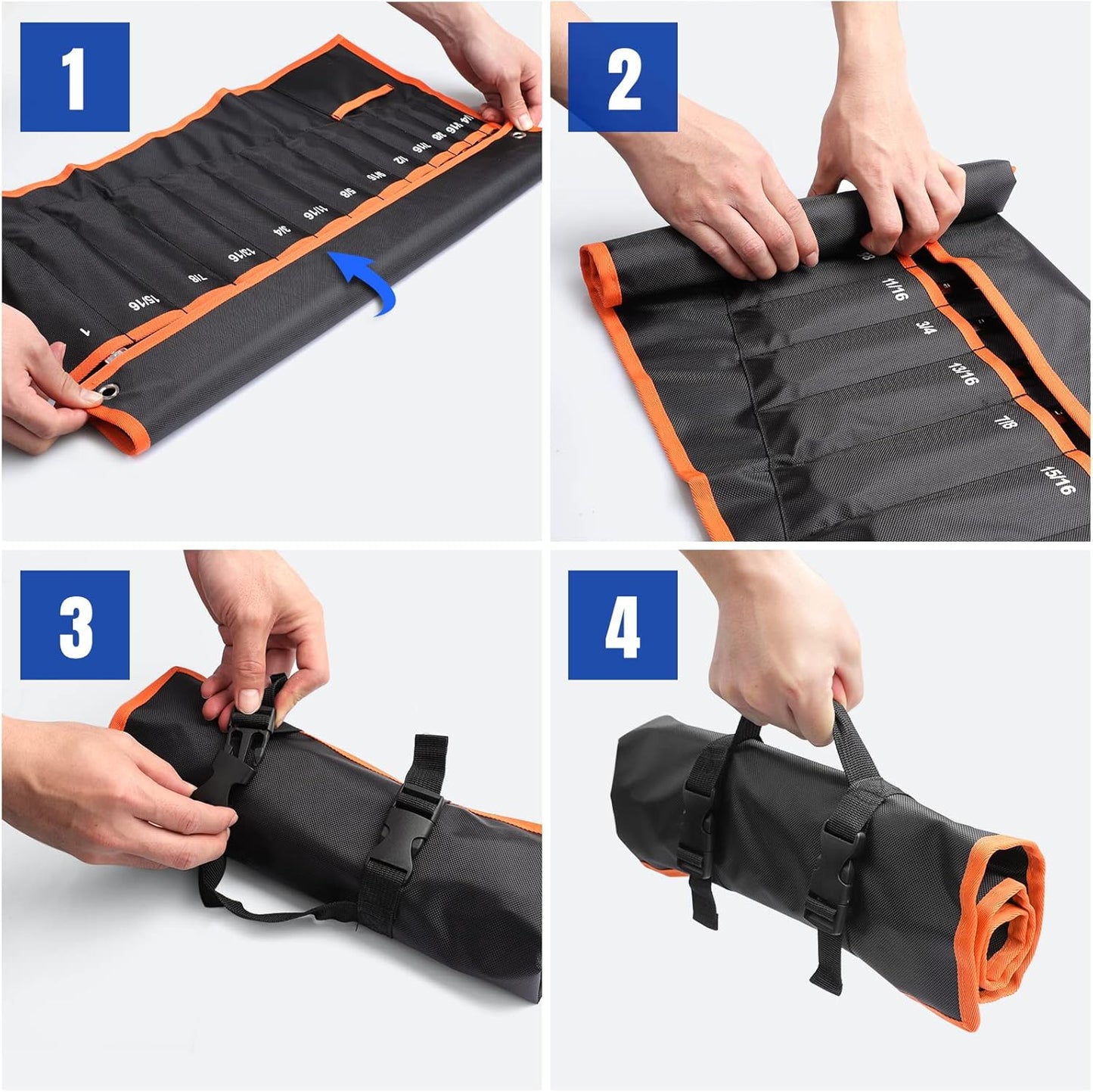 YOOFAN Wrench Roll Up Pouch – Wrench Organizer Bag with Handle, Wrench Holder for Hanging