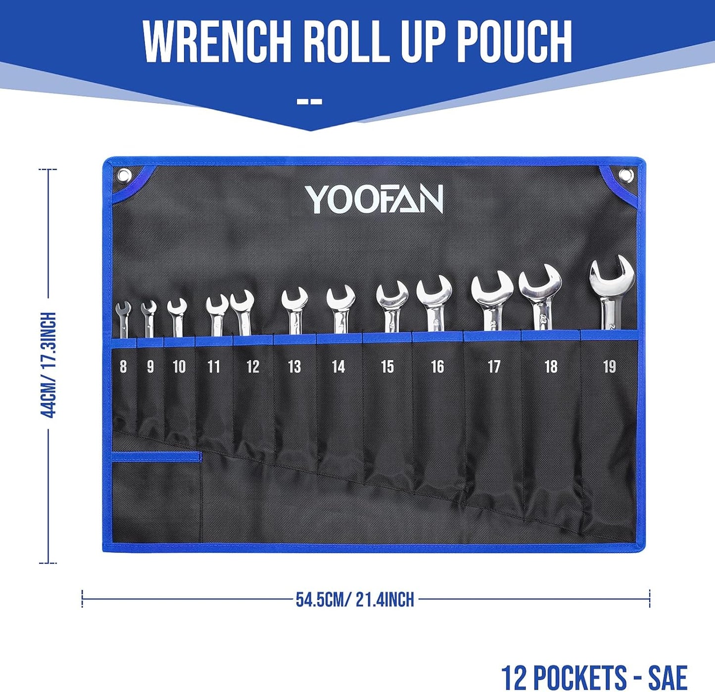 YOOFAN Wrench Roll Up Pouch – Wrench Organizer Bag with Handle, Wrench Holder for Hanging