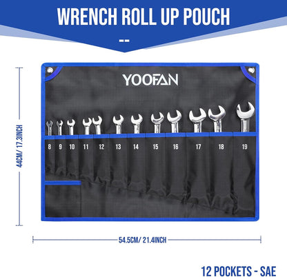 YOOFAN Wrench Roll Up Pouch – Wrench Organizer Bag with Handle, Wrench Holder for Hanging