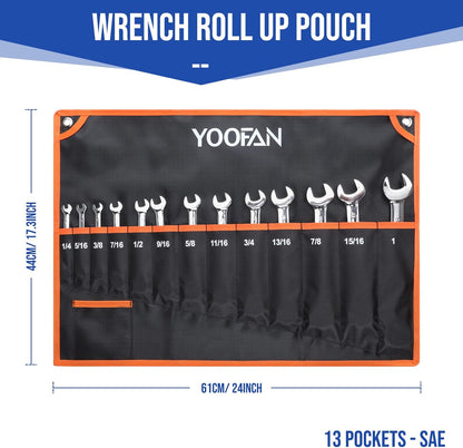 YOOFAN Wrench Roll Up Pouch – Wrench Organizer Bag with Handle, Wrench Holder for Hanging