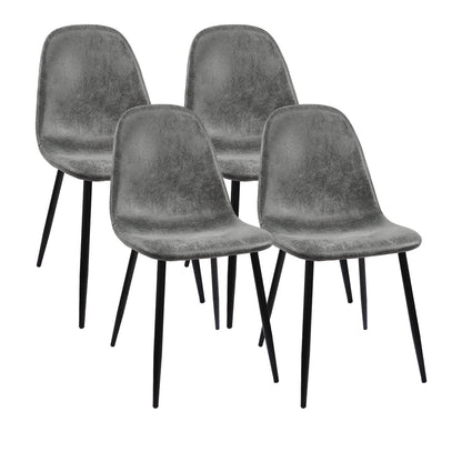 KELESY Dining Chairs Set of 4, Modern Accent Chairs with Soft Glove Suede Fabric Upholstered Seat, Spoon Shape Kitchen Chair with Black Metal Legs Dining Side Chairs for Dining Room Kitchen