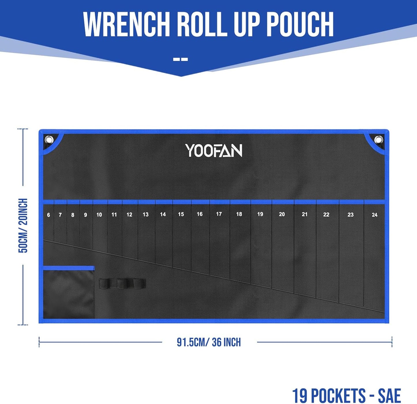 YOOFAN Wrench Roll Up Pouch – Wrench Organizer Bag with Handle, Wrench Holder for Hanging