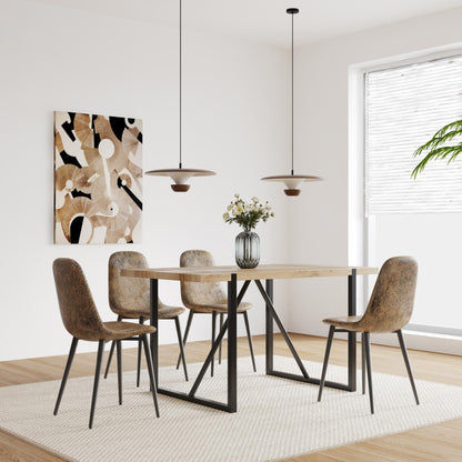 KELESY Dining Chairs Set of 4, Modern Accent Chairs with Soft Glove Suede Fabric Upholstered Seat, Spoon Shape Kitchen Chair with Black Metal Legs Dining Side Chairs for Dining Room Kitchen