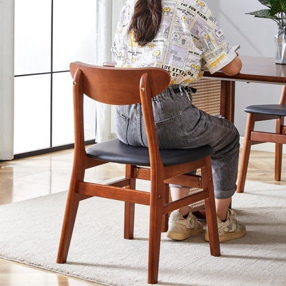 KELESY 2PCS The Stylish and Durable Solid Wood Dining Chair, Small Curved Back, PU Cushion, and Beautiful Shape Match Perfectly with Any Room and Everyday Use
